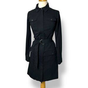 Anatomie TIA Black Long Sleeve Travel Dress Button Up Collared Belted Sz XS